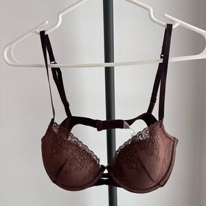 Vassarette Lace Underwire Bra - Brown